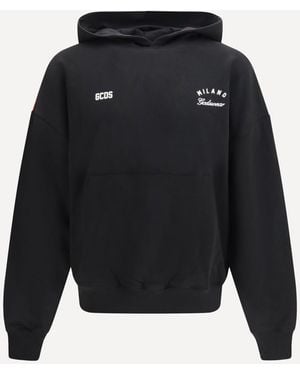 Gcds Hooded Sweatshirt With Back Band Logo - Black