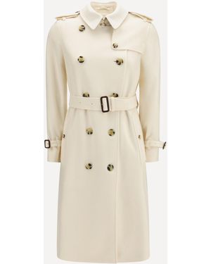 Burberry Long Kensington Cashmere Trench Coat - Natural