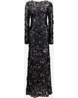 chinese dress ladies Baltic Born Womens Jolie Embroidered Tulle Dress | Sage + Gold Floral | Color: Topaz Ombre Floral main image 0