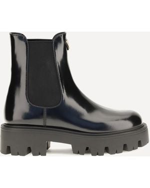 Prada Brushed Leather Ankle Boots - Black