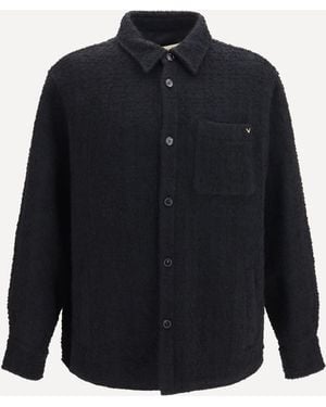 Valentino Textured High-Neck Jacket - Blue
