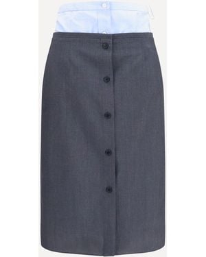 Prada Double-Layer Midi Skirt - Blue