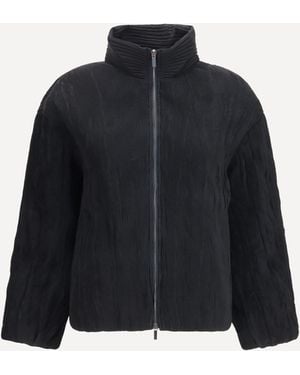 GONGDID DESIGN Jacket Short Padded Jacket With Striped Fabric - Blue
