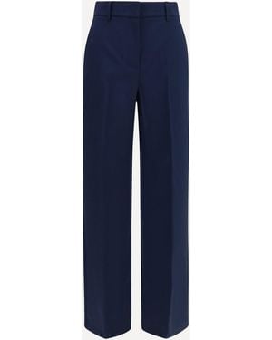 Weekend by Maxmara Stretch Wool Palazzo Trousers - Blue