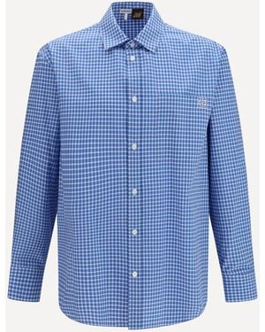 Loewe Textured Cotton Check Shirt - Blue