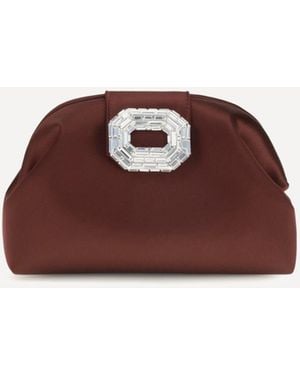 AMINA MUADDI Camelia Satin Clutch - Brown