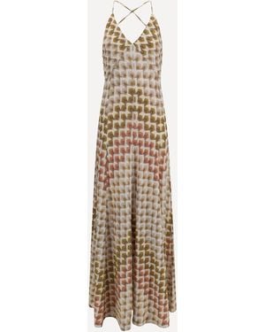 Missoni Long Lamé Viscose Dress With Crossed Straps - Natural