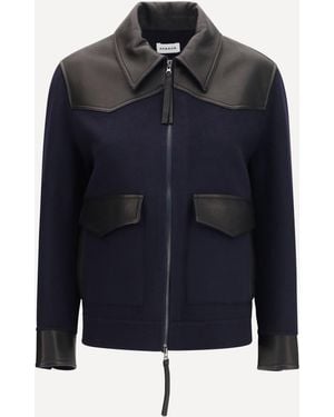 P.A.R.O.S.H. P. A.R. O.S. H. Leather Trimmed Jacket - Blue