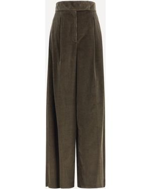 Max Mara Wide-Leg Velvet Pants - Natural