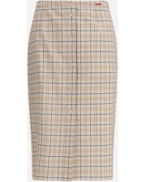 Prada Checked Cotton Poplin Pencil Skirt - Natural