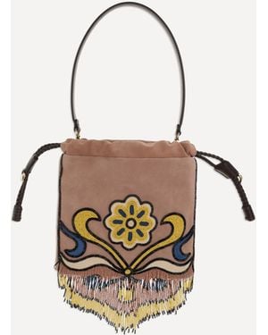 Etro Kalispera Handbag With Beads And Fringes - White