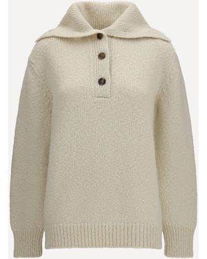Malo High-Neck Sailor Jumper With Buttons - Natural