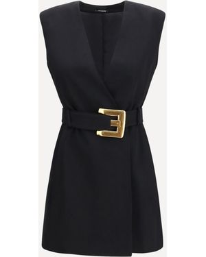 Balmain Short Wrap Dress - Black