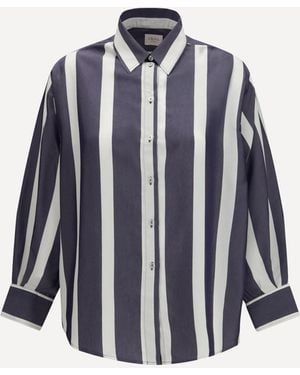 Cruna Oversized Striped Shirt - Blue