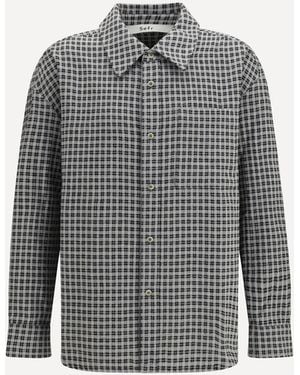 Séfr Button-Up Flannel Shirt - Grey