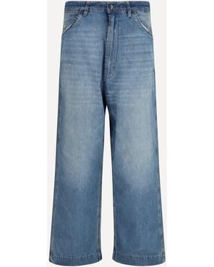 Margiela Jeans A Gamba Ampia Con Dettagli Patchwork - Blu