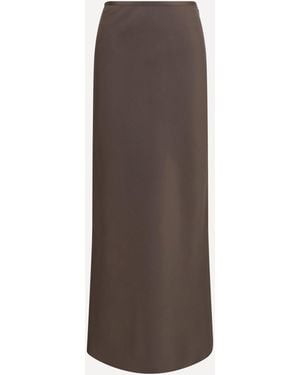 Loulou de Saison Silk Twill A-Line Maxi Skirt - Brown