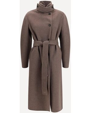 Fabiana Filippi Long Double Faced Wool And Cashmere Coat - Brown