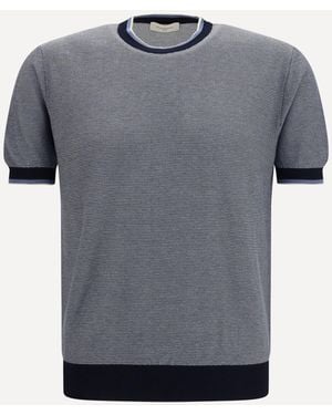 Piacenza Cashmere Short-Sleeve Cotton Polo - Grey