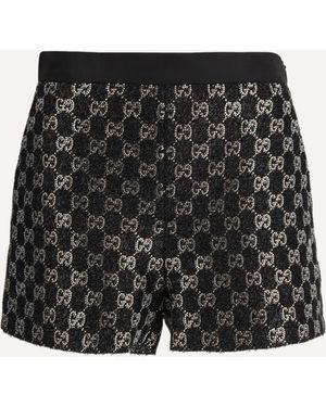 Gucci Tweed Wool Lamã Embroidered Shorts - Black