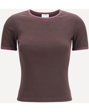 Courreges Cotton T-Shirt - Purple