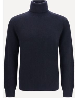 Brioni Wool And Cashmere Turtleneck Sweater - Blue