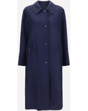 Blazé Milano Nitak Woolly Wool Trench Coat - Blue
