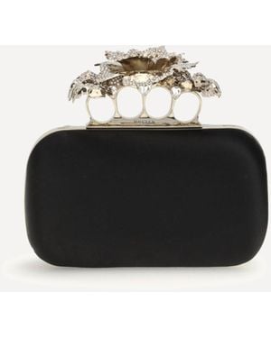 McQueen Carnation Knuckle Clutch - Black