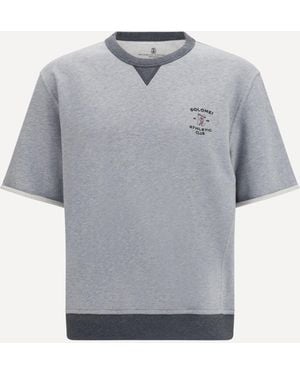 Brunello Cucinelli Melange Fabric T-Shirt - Grey