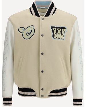 Off-White c/o Virgil Abloh Varsity Star Logo Jacket - Natural