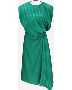 Versace Midi Silk Dress With Twist Detail - Green
