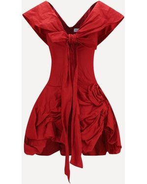 Magda Butrym Draped Shawl-Collar Midi Dress - Red