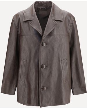 Prada Leather Caban Jacket - Gray