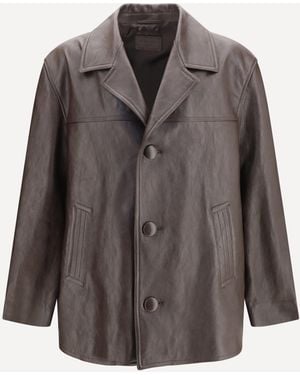 Prada Leather Caban Jacket - Gray