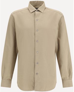 ZEGNA Cotton And Linen Shirt - Natural