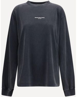 Alexander Wang Long-Sleeve Logo T-Shirt - Blue