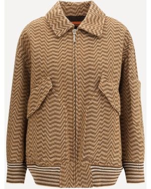 Missoni Bomber With Irregular Chevron Pattern - Brown