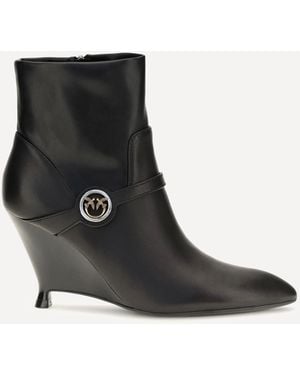 Pinko Gwen Leather Ankle Boots - Black