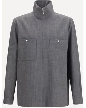 Valentino Mouliné Wool Shirt Jacket - Grey
