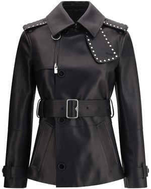 Burberry Elegante trench in pelle - Nero