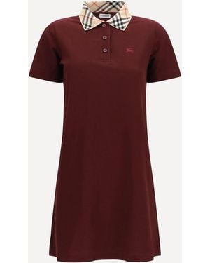 Burberry Polo-Style Cotton Dress - Red