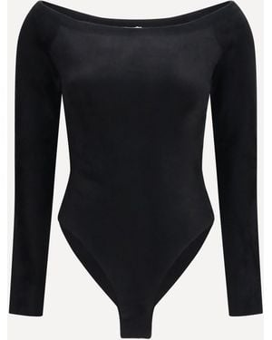 Alaïa Velvet Off-Shoulder Bodysuit - Black