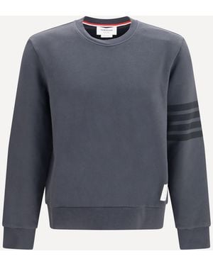 Thom Browne 4-Bar Cotton Crewneck Sweatshirt - Blue