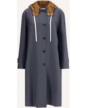 Miu Miu Hooded Long Coat - Blue