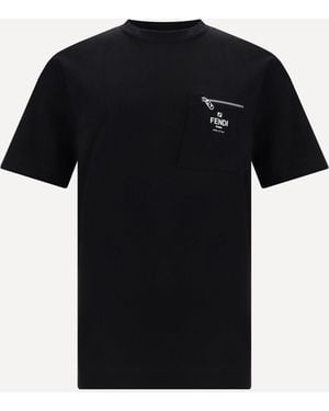 Fendi T-Shirt Con Taschino - Nero