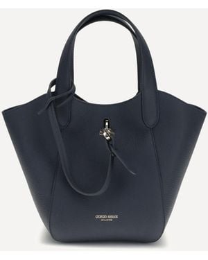 Giorgio Armani Small Burgundy Leather Handbag - Blue