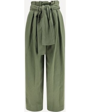 Balmain High-Waisted Serge Trousers - Green