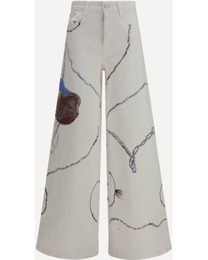 Ella Jeans Palazzo Long Dipinti Regular Fit - Bianco