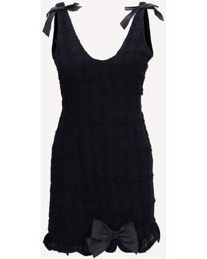 Alessandra Rich Checked Bouclé Tweed Mni Dress With Bows - Black