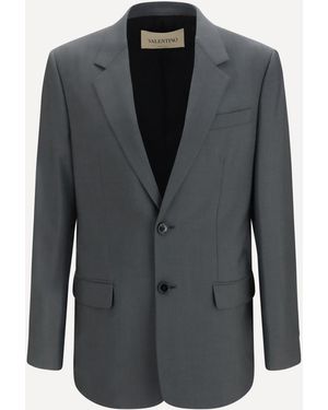 Valentino Single-Breasted Wool And Mohair Jacket - Black